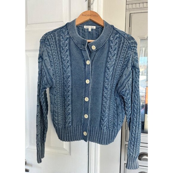 Alex Mill Womens XS Nico Chunky Cardigan in Indigo Cable Old Money Preppy - Picture 5 of 10